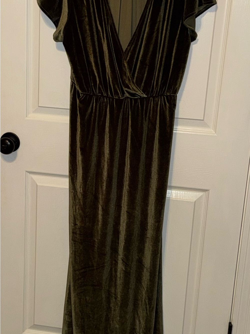 Baltic Born Elegant Olive Green Velvet Maxi Dress - V-Neck Wrap Style